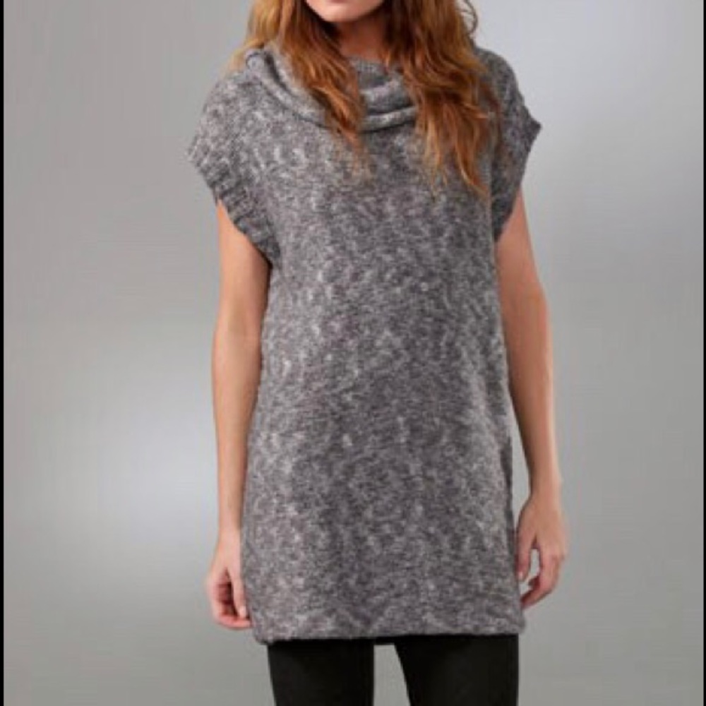 James Perse Marled Grey Sleeveless Tunic Sweater M